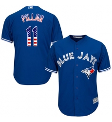 Men's Majestic Toronto Blue Jays #11 Kevin Pillar Authentic Royal Blue USA Flag Fashion MLB Jersey