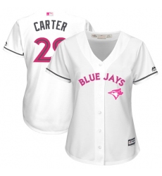 Women's Majestic Toronto Blue Jays #29 Joe Carter Authentic White Mother's Day Cool Base MLB Jersey