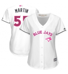 Women's Majestic Toronto Blue Jays #55 Russell Martin Authentic White Mother's Day Cool Base MLB Jersey