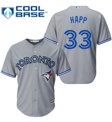 Youth Majestic Toronto Blue Jays #33 J.A. Happ Replica Grey Road MLB Jersey
