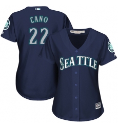 Women's Majestic Seattle Mariners #22 Robinson Cano Replica Navy Blue Alternate 2 Cool Base MLB Jersey