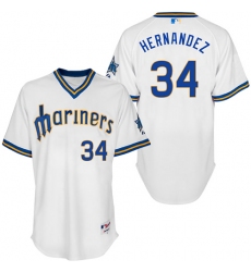 Men's Majestic Seattle Mariners #34 Felix Hernandez Replica White 1979 Turn Back The Clock MLB Jersey