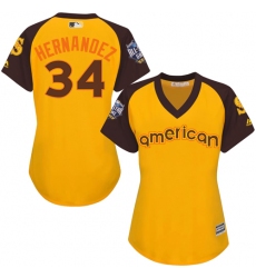 Women's Majestic Seattle Mariners #34 Felix Hernandez Authentic Yellow 2016 All-Star American League BP Cool Base MLB Jersey