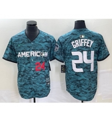 Men's Nike Seattle Mariners #24 Ken Griffey Number Teal 2023 All Star Cool Base Stitched Jersey1