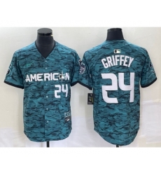 Men's Nike Seattle Mariners #24 Ken Griffey Number Teal 2023 All Star Cool Base Stitched Jersey2