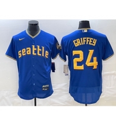 Men's Seattle Mariners #24 Ken Griffey Blue 2023 City Connect Flex Base Stitched Jersey