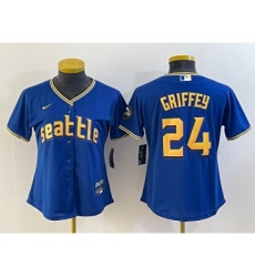 Women's Seattle Mariners #24 Ken Griffey Blue 2023 City Connect Cool Base Stitched Jersey