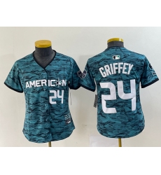 Youth Seattle Mariners #24 Ken Griffey Number Teal 2023 All Star Cool Base Stitched Jersey