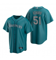 Men's Nike Seattle Mariners #51 Ichiro Suzuki Aqua Alternate Stitched Baseball Jersey