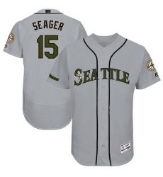 Men's Majestic Seattle Mariners #15 Kyle Seager Grey Memorial Day Authentic Collection Flex Base MLB Jersey