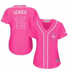 Women's Majestic Seattle Mariners #15 Kyle Seager Authentic Pink Fashion Cool Base MLB Jersey