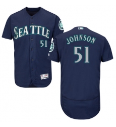 Men's Majestic Seattle Mariners #51 Randy Johnson Navy Blue Alternate Flex Base Authentic Collection MLB Jersey
