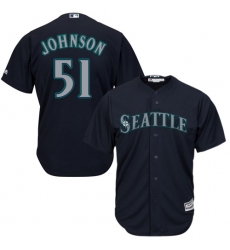Men's Majestic Seattle Mariners #51 Randy Johnson Replica Navy Blue Alternate 2 Cool Base MLB Jersey