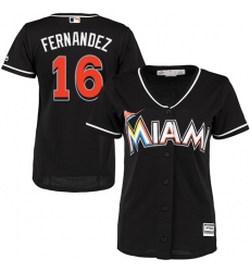 Women's Majestic Miami Marlins #16 Jose Fernandez Replica Black Alternate 2 Cool Base MLB Jersey