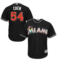 Youth Majestic Miami Marlins #54 Wei-Yin Chen Authentic Black Alternate 2 Cool Base MLB Jersey