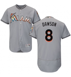 Men's Majestic Miami Marlins #8 Andre Dawson Grey Road Flex Base Authentic Collection MLB Jersey