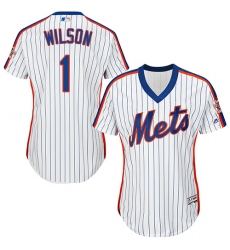 Women's Majestic New York Mets #1 Mookie Wilson Replica White Alternate Cool Base MLB Jersey
