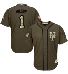 Youth Majestic New York Mets #1 Mookie Wilson Replica Green Salute to Service MLB Jersey