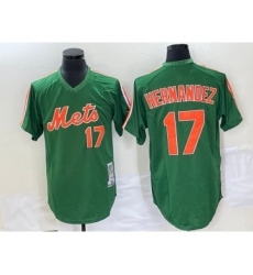 Men's New York Mets #17 Keith Hernandez Green Mesh Throwback Jersey