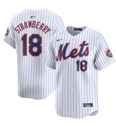 Men's New York Mets #18 Darryl Strawberry White 2024 Home Limited Stitched Baseball Jersey