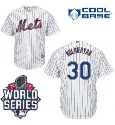 Men's Majestic New York Mets #30 Nolan Ryan Replica White Home Cool Base 2015 World Series MLB Jersey