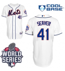 Men's Majestic New York Mets #41 Tom Seaver Authentic White Alternate Cool Base 2015 World Series MLB Jersey