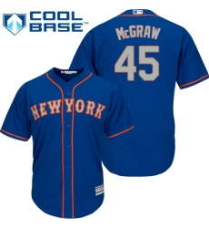 Men's Majestic New York Mets #45 Tug McGraw Replica Royal Blue Alternate Road Cool Base MLB Jersey