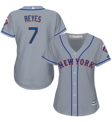 Women's Majestic New York Mets #7 Jose Reyes Replica Grey Road Cool Base MLB Jersey