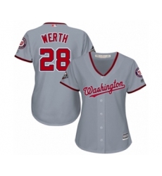 Women's Washington Nationals #28 Jayson Werth Authentic Grey Road Cool Base 2019 World Series Bound Baseball Jersey