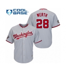 Youth Washington Nationals #28 Jayson Werth Authentic Grey Road Cool Base 2019 World Series Bound Baseball Jersey