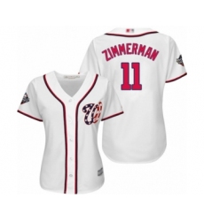 Women's Washington Nationals #11 Ryan Zimmerman Authentic White Home Cool Base 2019 World Series Bound Baseball Jersey