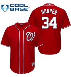 Youth Majestic Washington Nationals #34 Bryce Harper Authentic Red Alternate 1 Cool Base MLB Jersey