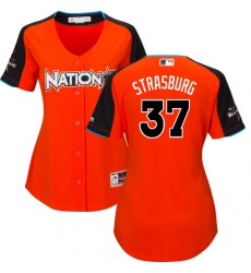 Women's Majestic Washington Nationals #37 Stephen Strasburg Authentic Orange National League 2017 MLB All-Star MLB Jersey