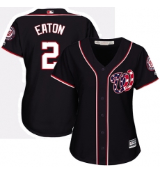 Women's Majestic Washington Nationals #2 Adam Eaton Authentic Navy Blue Alternate 2 Cool Base MLB Jersey