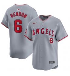 Men's Los Angeles Angels #6 Anthony Rendon Gray Away Limited Baseball Stitched Jersey