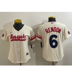 Women's Los Angeles Angels #6 Anthony Rendon Cream 2022 City Connect Cool Base Stitched Jersey