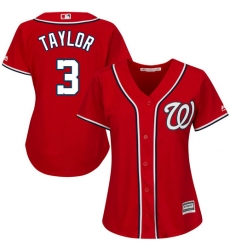 Women's Majestic Washington Nationals #3 Michael Taylor Replica Red Alternate 1 Cool Base MLB Jersey