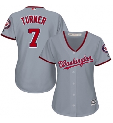 Women's Majestic Washington Nationals #7 Trea Turner Authentic Grey Road Cool Base MLB Jersey