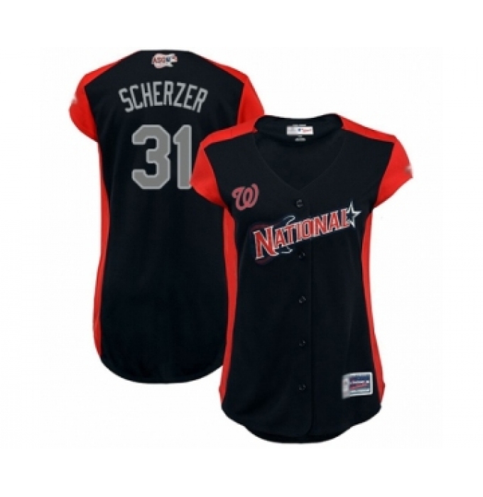 Women's Washington Nationals #31 Max Scherzer Authentic Navy Blue National League 2019 Baseball All-Star Jersey