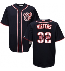 Men's Majestic Washington Nationals #32 Matt Wieters Authentic Navy Blue Team Logo Fashion Cool Base MLB Jersey