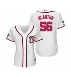 Women's Washington Nationals #56 Joe Blanton Authentic White Home Cool Base 2019 World Series Champions Baseball Jersey