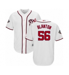 Youth Washington Nationals #56 Joe Blanton Authentic White Home Cool Base 2019 World Series Bound Baseball Jersey