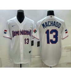 Men's Dominican Republic Baseball #13 Manny Machado Number 2023 White World Baseball Classic Stitched Jersey