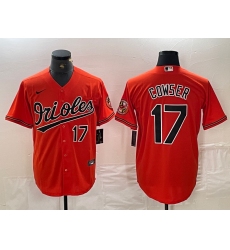 Men's Baltimore Orioles #17 Colton Cowser Number Orange Cool Base Stitched Jersey