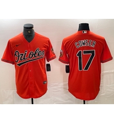 Men's Baltimore Orioles #17 Colton Cowser Orange Cool Base Stitched Jersey