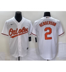 Men's Baltimore Orioles #2 Gunnar Henderson White Cool Base Stitched Jersey