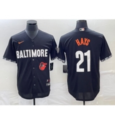 Men's Baltimore Orioles #21 Austin Hays Black 2023 City Connect Cool Base Stitched Jersey 1