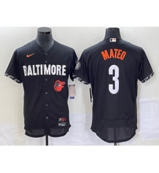 Men's Baltimore Orioles #3 Jorge Mateo Black 2023 City Connect Flex Base Stitched Jersey 1 