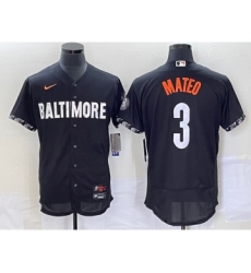 Men's Baltimore Orioles #3 Jorge Mateo Black 2023 City Connect Flex Base Stitched Jersey