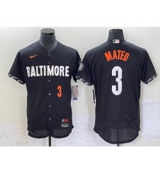 Men's Baltimore Orioles #3 Jorge Mateo Number Black 2023 City Connect Flex Base Stitched Jersey 1 